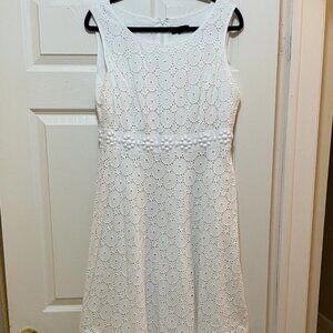TAHARI ARTHUR S. LEVINE White Eyelet Embellished Sleeveless Dress Sz 12